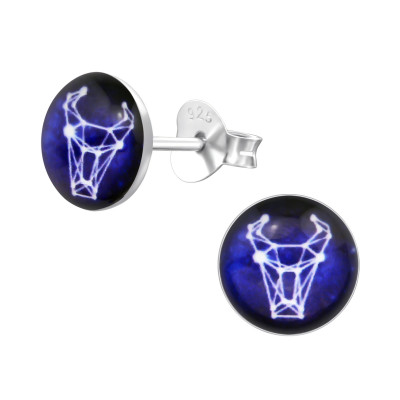 Children's Silver Taurus Zodiac Sign Ear Studs