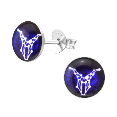 Children's Silver Capricorn Zodiac Sign Ear Studs