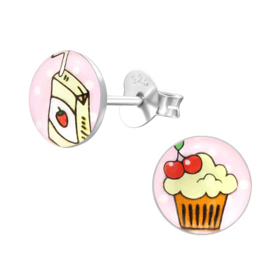 Cupcake Children's Sterling Silver Ear Studs