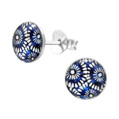 Children's Silver Round Boho Ear Studs