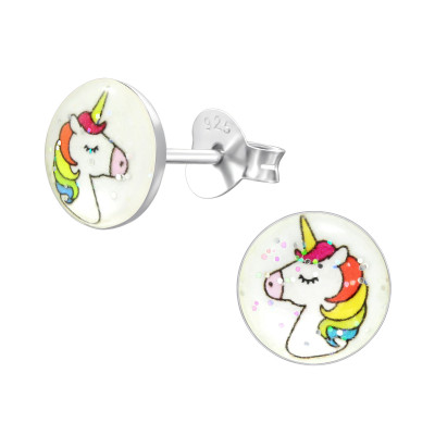 Children's Silver Unicorn Ear Studs