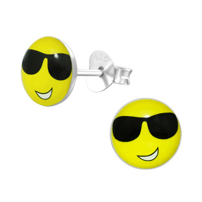 Children's Silver Cool Face Ear Studs