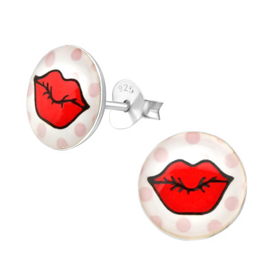 Children's Silver Kiss Ear Studs