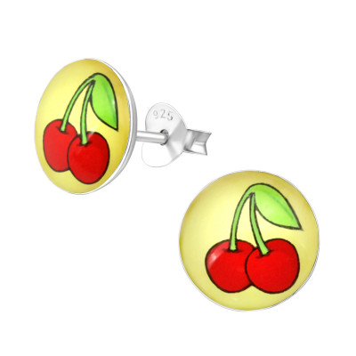 Children's Silver Cherry Ear Studs