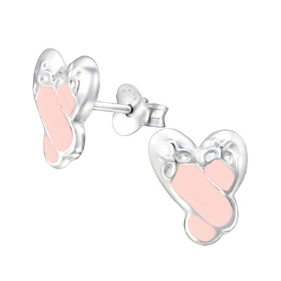 Children's Silver Shoe Ear Studs with Epoxy