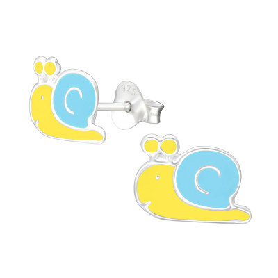 Children's Silver Snail Ear Studs with Epoxy