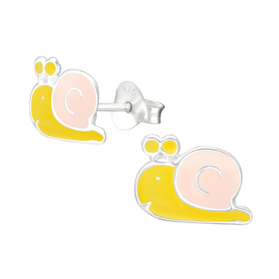 Children's Silver Snail Ear Studs with Epoxy