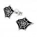 Children's Silver Spider Web Ear Studs with Epoxy