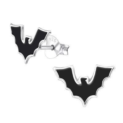 Children's Silver Bat Ear Studs with Epoxy