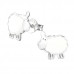 Children's Silver Sheep Ear Studs with Epoxy