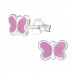 Children's Silver Butterfly Ear Studs with Epoxy