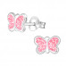 Children's Silver Butterfly Ear Studs with Epoxy