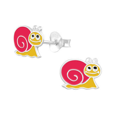 Children's Silver Snail Ear Studs with Epoxy