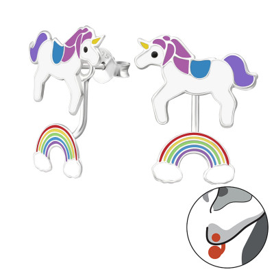 Silver Unicorn and Rainbow Ear Jacket with Epoxy