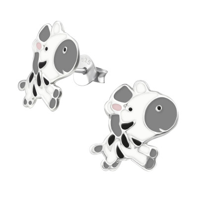 Children's Silver Zebra Ear Studs with Epoxy