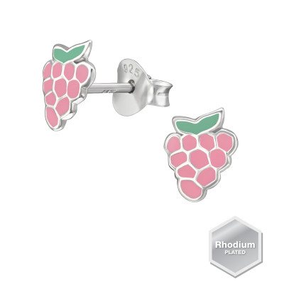 Children's Silver Grapes Ear Studs with Epoxy
