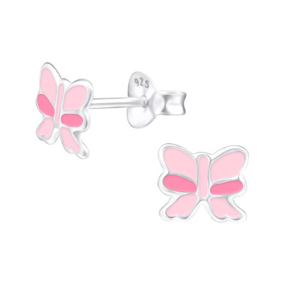 Ribbon Children's Sterling Silver Ear Studs with Epoxy