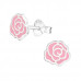 Children's Silver Rose Ear Studs with Epoxy