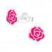 Children's Silver Rose Ear Studs with Epoxy