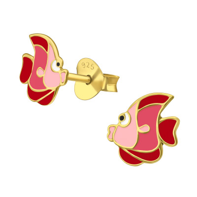 Fish Children's Sterling Silver Ear Studs with Epoxy