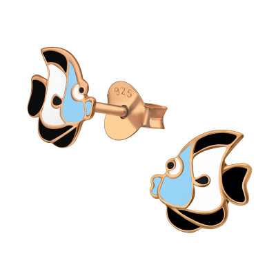 Fish Children's Sterling Silver Ear Studs with Epoxy