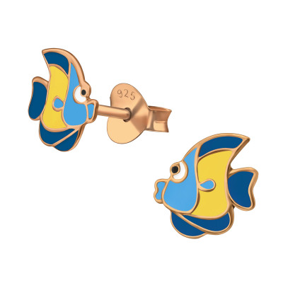 Fish Children's Sterling Silver Ear Studs with Epoxy