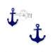 Children's Silver Anchor Ear Studs with Epoxy