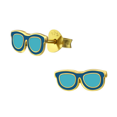 Glasses Children's Sterling Silver Ear Studs with Epoxy