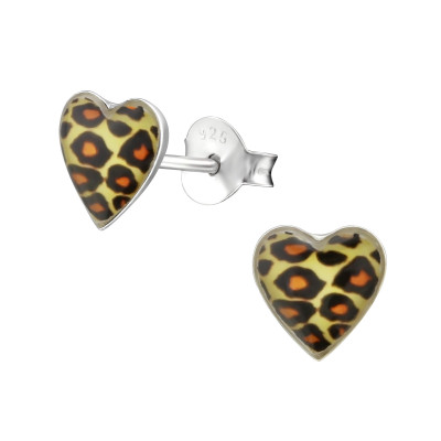 Children's Silver Leopard Print Ear Studs