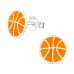 Children's Silver Basketball Ear Studs with Epoxy