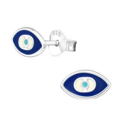 Children's Silver Eye Ear Studs with Epoxy