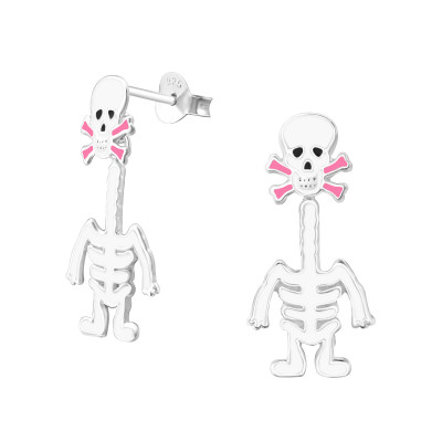 Skeleton Children's Sterling Silver Ear Studs with Epoxy