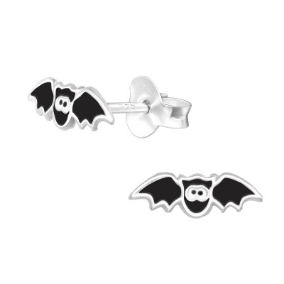 Children's Silver Bat Ear Studs with Epoxy