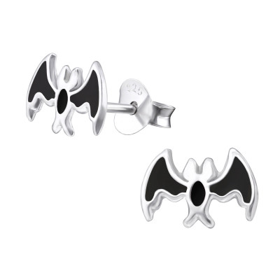 Children's Silver Bat Ear Studs with Epoxy