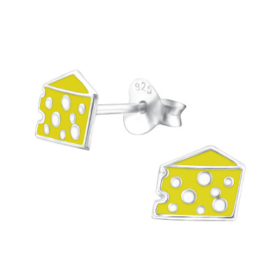 Children's Silver Cheese Ear Studs with Epoxy