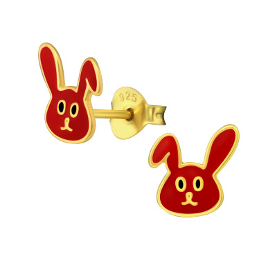 Children's Silver Rabbit Ear Studs with Epoxy