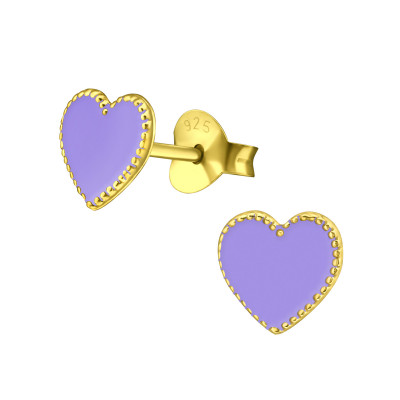 Children's Silver Heart Ear Studs with Epoxy