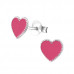 Children's Silver Heart Ear Studs with Epoxy