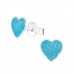 Children's Silver Heart Ear Studs with Epoxy