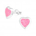 Children's Silver Heart Ear Studs with Epoxy