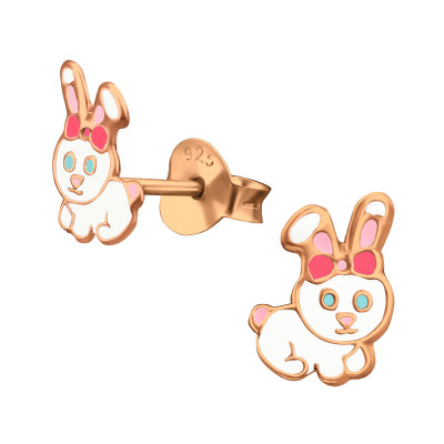 Rabbit Children's Sterling Silver Ear Studs with Epoxy