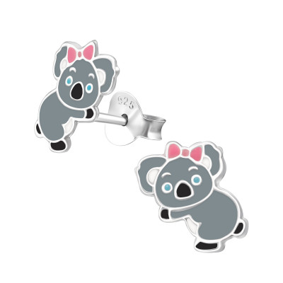 Children's Silver Koala Ear Studs with Epoxy