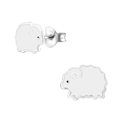 Children's Silver Sheep Ear Studs with Epoxy