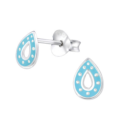 Children's Silver Pear Ear Studs with Epoxy