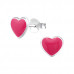 Children's Silver Heart Ear Studs with Epoxy