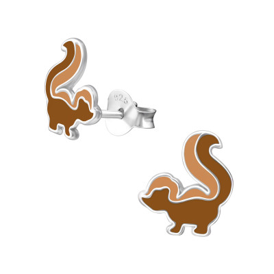 Children's Silver Squirrel Ear Studs with Epoxy