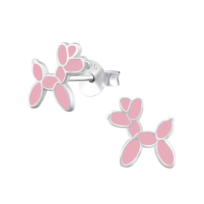 Children's Silver Balloon Dog Ear Studs with Epoxy