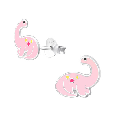 Children's Silver Dinosaur Ear Studs with Epoxy