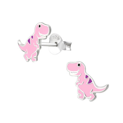 Dinosaur Children's Sterling Silver Ear Studs with Epoxy
