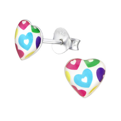 Children's Silver Hearts Ear Studs